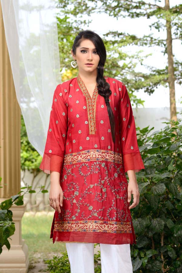 Carnation - Stitched Embroidered Swiss Shirt