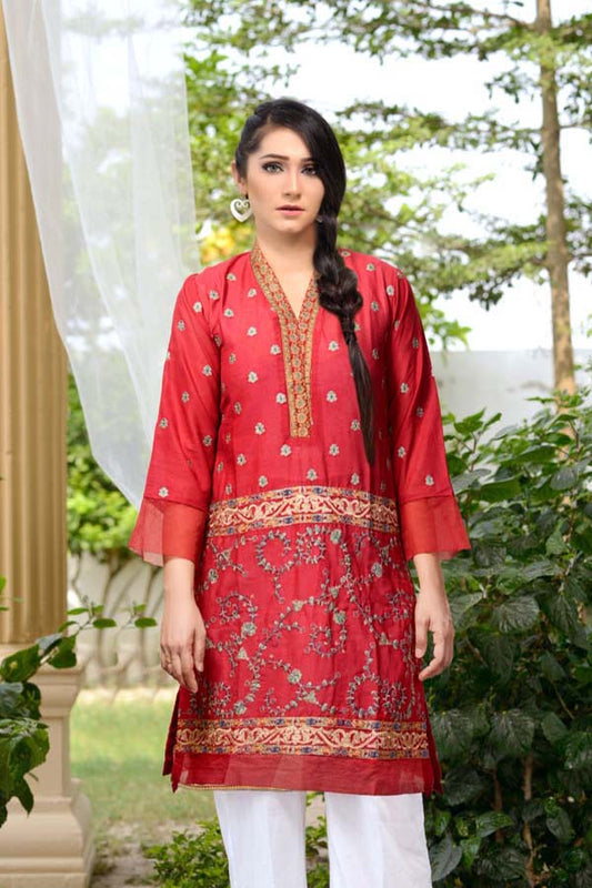 Carnation - Stitched Embroidered Swiss Shirt