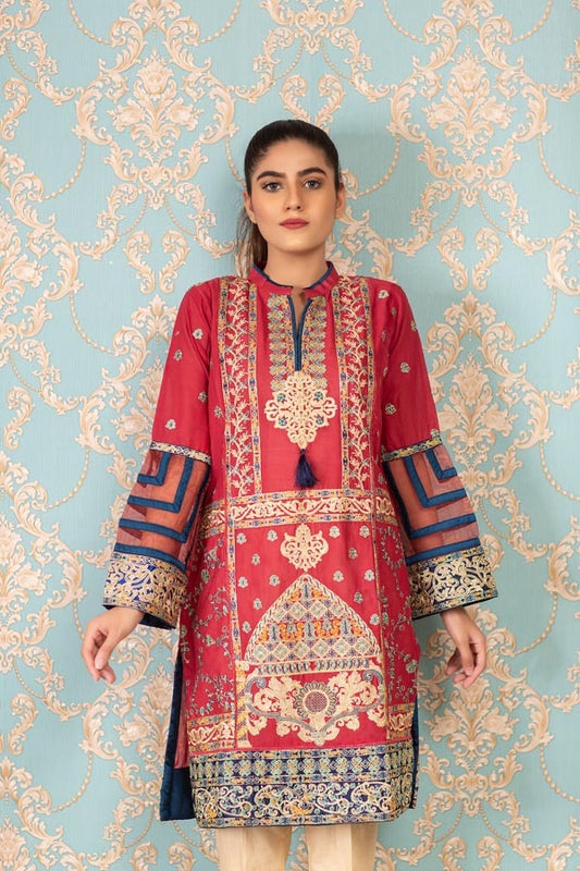 Royal Red - Stitched Embroidered Swiss Shirt