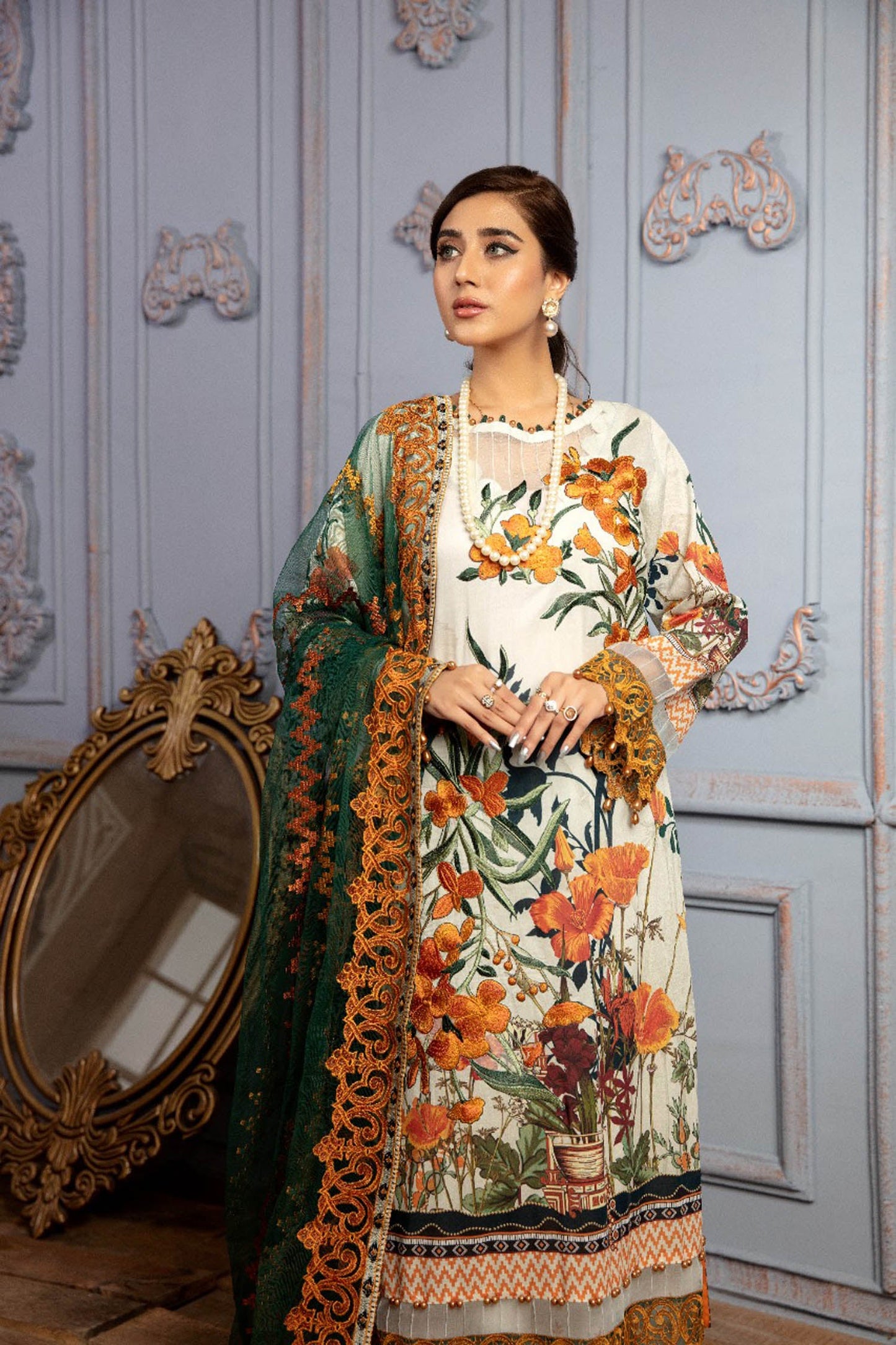 Marchesa - Digital Printed & Schiffli Embroidered Lawn 3PC