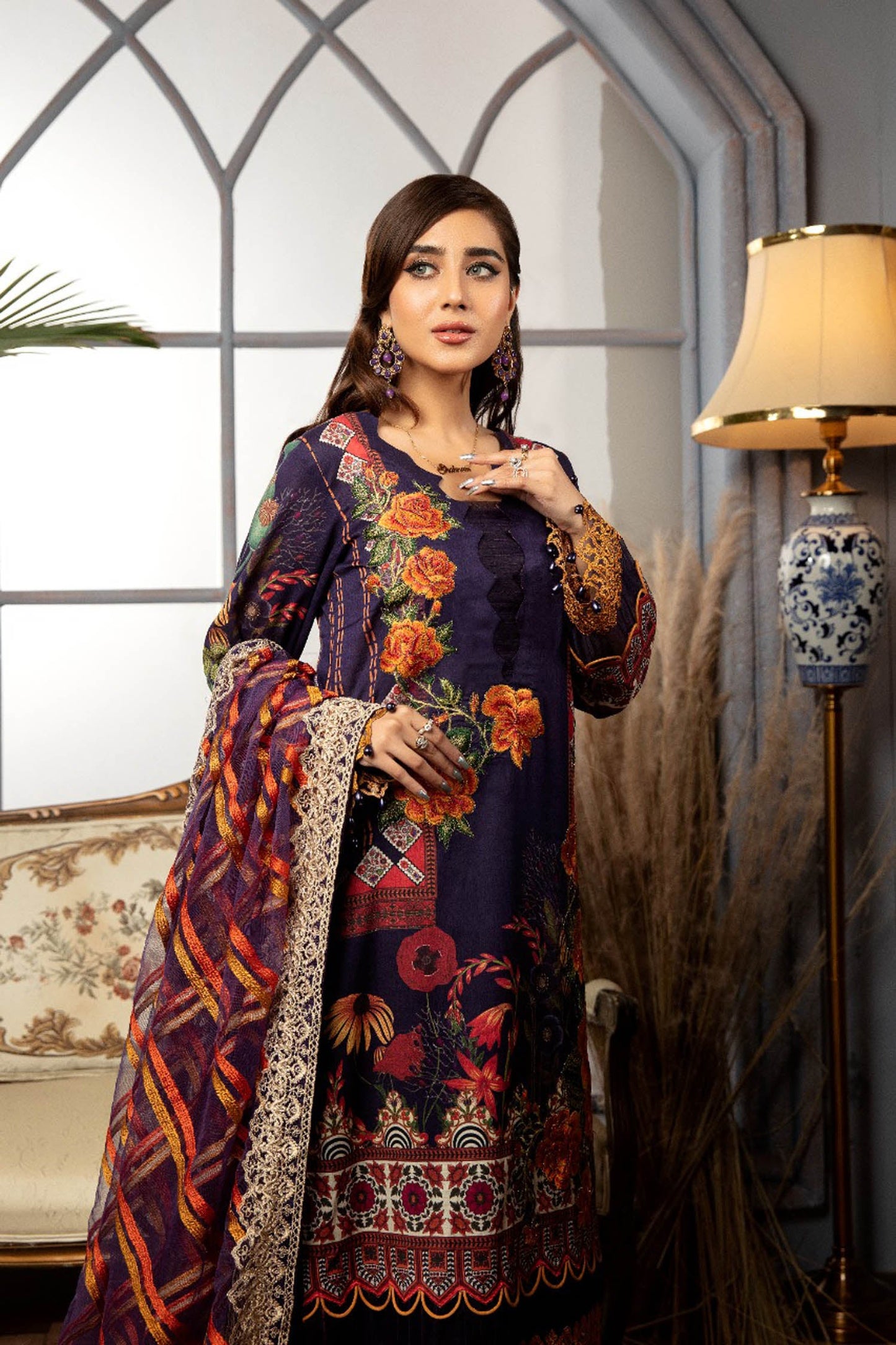 Bazel Glow - Digital Printed & Schiffli Embroidered Lawn 3PC
