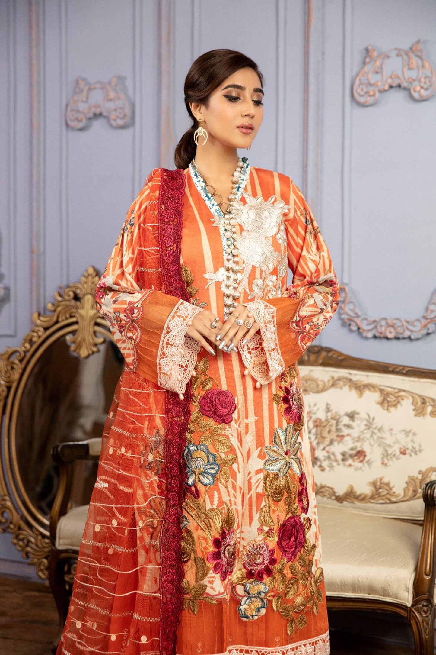 Cerise - Digital Printed & Schiffli Embroidered Lawn 3PC