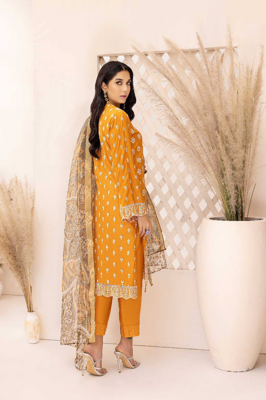 Gloaming - Schiffli Embroidered Linen 3PC Pret