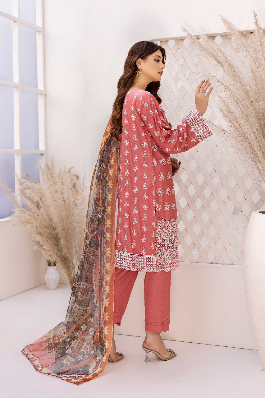 Crepuse - Schiffli Embroidered Linen 3PC Pret