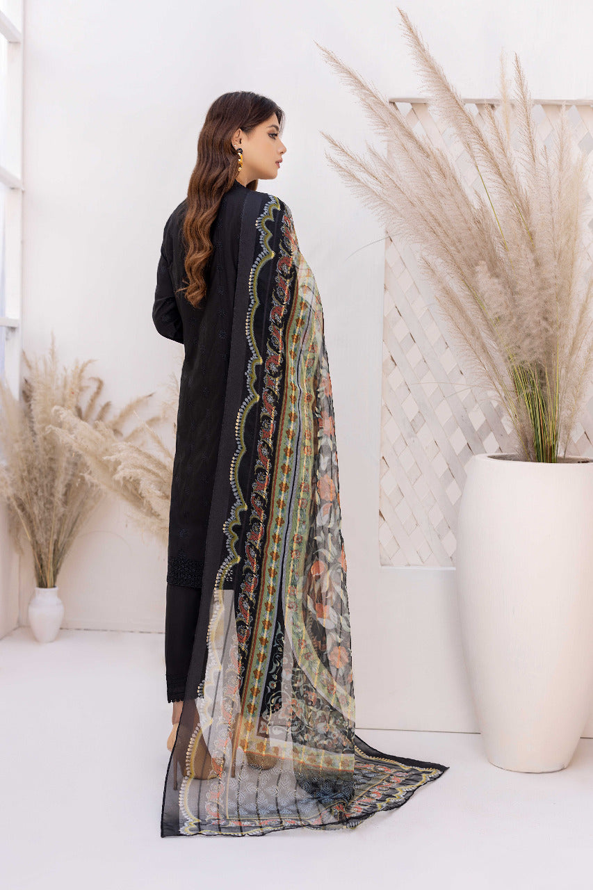 Obsidian - Schiffli Embroidered Linen 3PC Pret