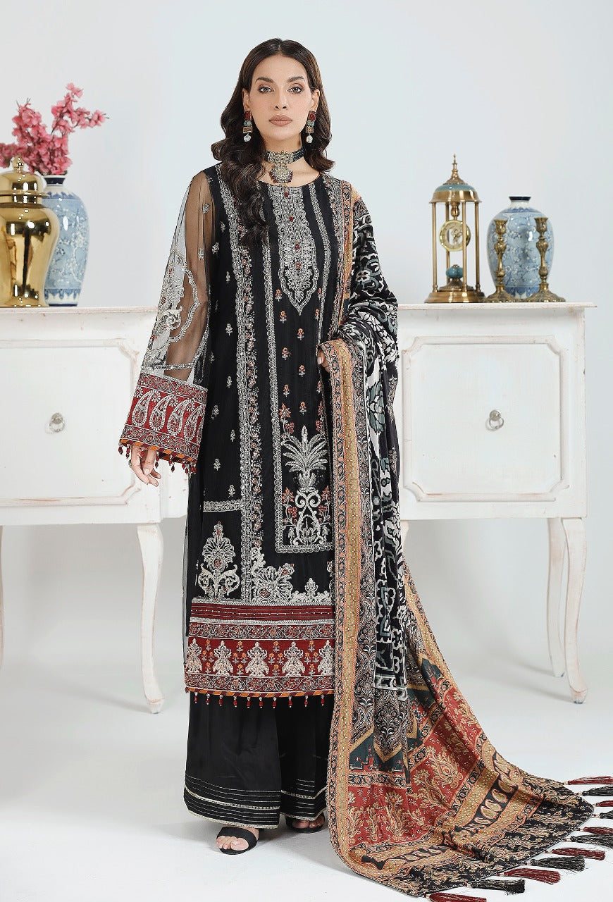 Midnight  Glaze - Embroidered Unstitched